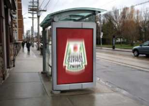 Ads of heinz on a bus stop