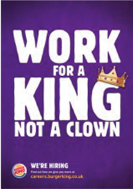 Ad: Work for a king, not a clown