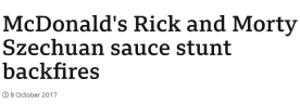 McDonalds Rick and Morty Szechuan sauce stunt backfries